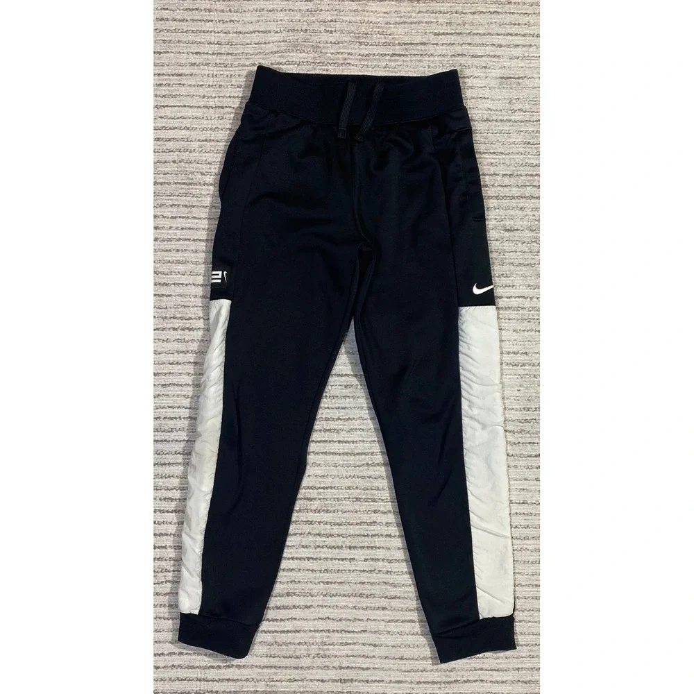 Nike Therma-FIT Kids Joggers Black White Tapered Athletic Training Pants Size M